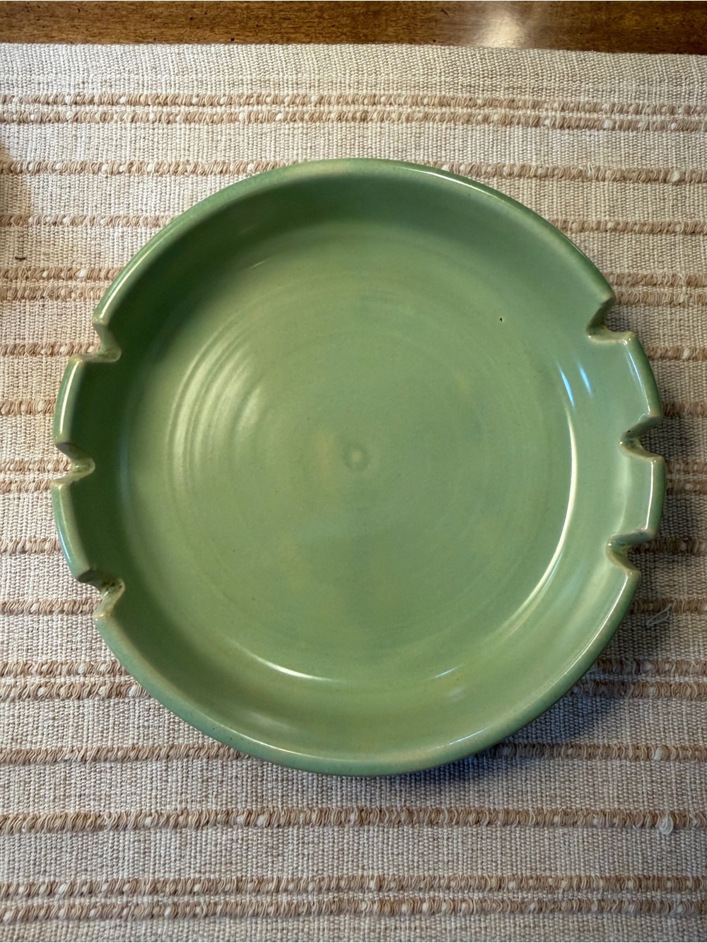 Vint. LA Solana Pottery Ashtray Green Mid Century Modern 6.5 inches